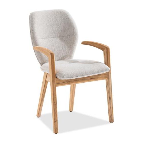 Gartenstuhl Luganox 55x63 cm Stoff in Alpine Beige Gestell Teakholz geölt