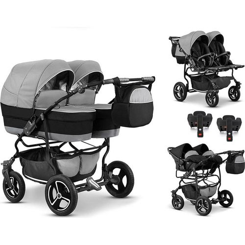 Zwillingskinderwagen 5 in 1 Twin Star inkl. Autositze und Iso Bases - 14 Teile - in 16 Farben