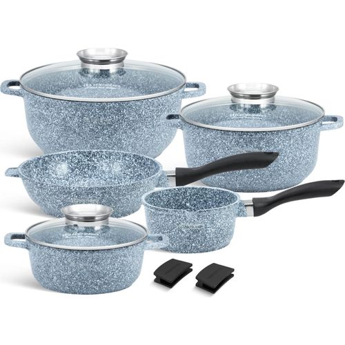 Topfset, graue Töpfe, Kasserolle Suppentopf Milchtopf, Kochtopf, Tiefe Bratpfanne / WOK, Keramik Glasdckel Induktionstöpfe (1.3L / 2.3L / 4.5L / 6.5L)