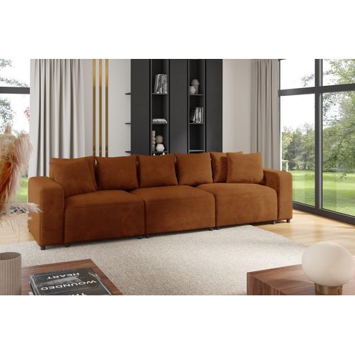 Sofa Designersofa Bigsofa MEGAN 3-Sitzer in Stoff Poso Rostbraun