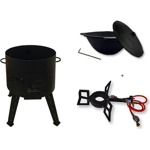 Utschak mit Kazan 16L und Gasbrenner Kasan aus Gusseisen Feuerofen Set