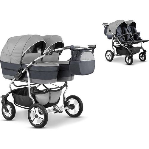 Zwillingskinderwagen 2 in 1 Twin Star inkl. Sportsitze - 10 Teile - in 16 Farben