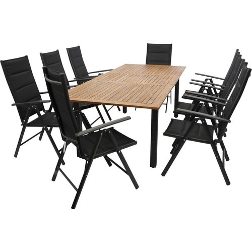 DEGAMO Gartengarnitur Gartenset Essgruppe SARONNO 9-teilig, Alu + Akazie