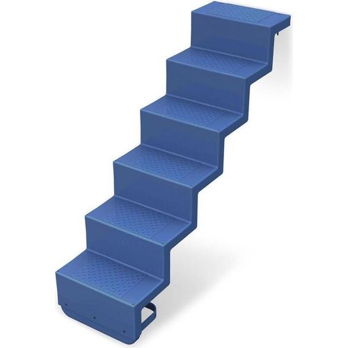 Pooltreppe Eleganz 60 I 5-stufig I Randbefestigung - lang I azurblau