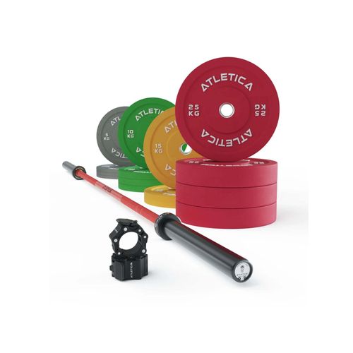 ATLETICA Gamma Performance Hantelstangen Set | Powerlifting-Langhantel | 190kg Color Bumper Plates | Pro Collars | Ideal