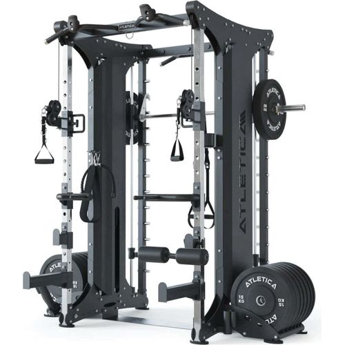 ATLETICA X-Dual Multipresse | Doppelseitige Smith Maschine Kraftstation mit Steckgewichten | Studio Qualität | 472kg Eigengewicht