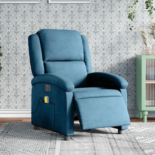 Massagesessel Elektrisch Blau Samt , Klassische Sessel 2024 Neu