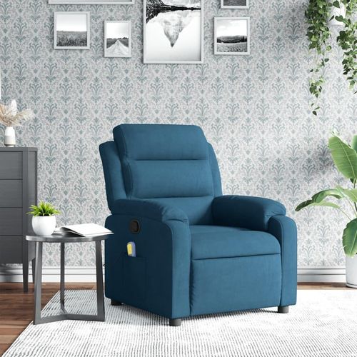 Massagesessel Fernsehsesel Blau Samt 373521