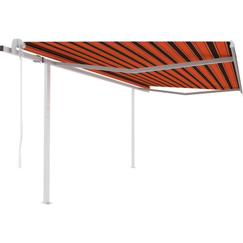 Markise Automatisch Einziehbar mit Pfosten 3x2,5 m Orange Braun
