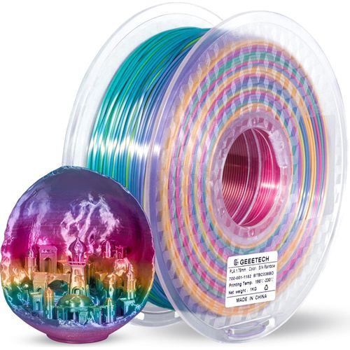 Geeetech Seiden-PLA-Filament fuer 3D-Drucker, 1,75 mm Filament Rolle, Massgenauigkeit +/- 0,03 mm, Druckmaterialien, 1 kg SpuleFarbverlauf