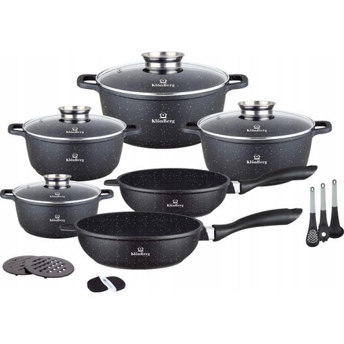Topf-Set 17tlg. Steinbeschichteten Töpfen in verschiedenen Größen mit Bratpfannen, 1.3L / 2.3L / 2.4L / 3.4L / 4.5L / 6.8L, eine perfekte Geschenkidee