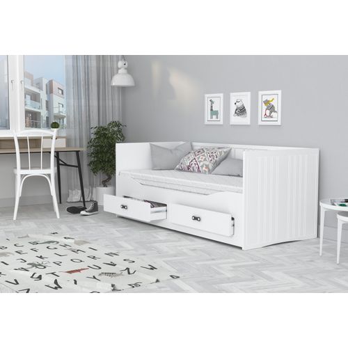 Kinderbett, Multifunktion Bett , auch für 2 Kinder, mit Matratze, Schublade , Farbe Weiß
