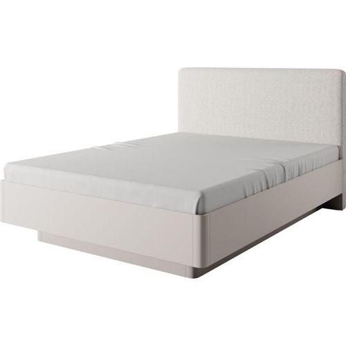 YOURHOUSE24 Bett mit Bettkasten und Polster-Kopfteil LANTE 160x200 cm mit Metallrahmen mit Gasfedern beige