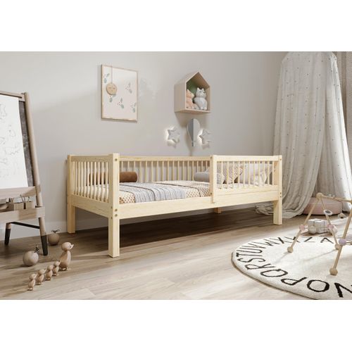 TIMBEE Alfi Kinderbett Einzelbett Kiefernholz 90x200cm Bett Holz Unlackiert