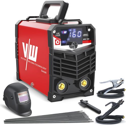 Schweißgerät MMA Elektrode ARC 160D Set: Helm, Drahtbürste, 10 Elektroden