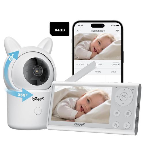 ieGeek Babyphone mit Kamera und App, Nachtsicht, 1080P/4,3