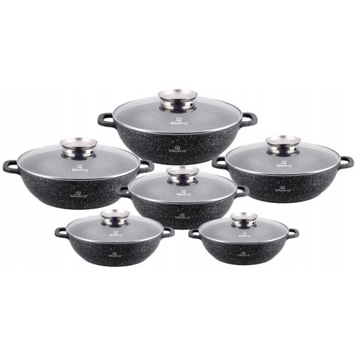 Topf-Set Schöne niedriger Töpfe mit Steinbeschichtung 6 verschiedenen Größen, (1.7L / 2.0L / 2.6L / 3.3L / 3.9L / 4.8L, perfekte Geschenkidee