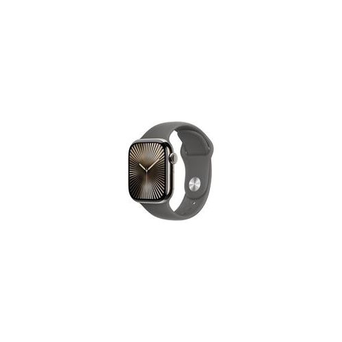 Apple Watch series 10 gps + cellular, koperta 42 mm z tytanu w kolorze naturalnym z paskiem sportowym w kolorze górskiej szaroci - rozmiar s/m