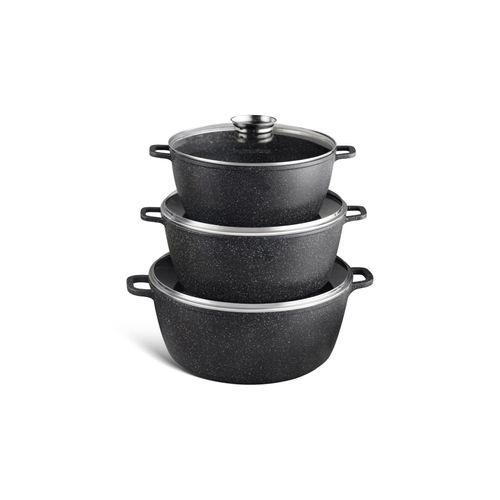 Topf-Set mit großen Steintöpfen in 3 verschiedenen Größen, Suppentopf, Kompotttopf, Spargeltopf, perfekte Töpfe für eine große Familie 10L / 14L / 19L