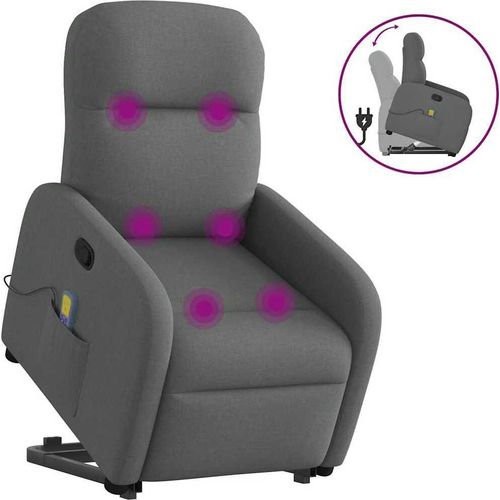 Massagesessel mit Aufstehhilfe Dunkelgrau Stoff - Fernseh- & Relaxsessel 3302983
