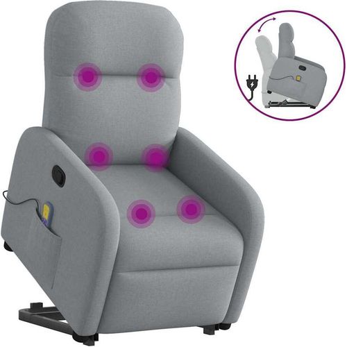 Massagesessel mit Aufstehhilfe Hellgrau Stoff - Fernseh- & Relaxsessel 3302982