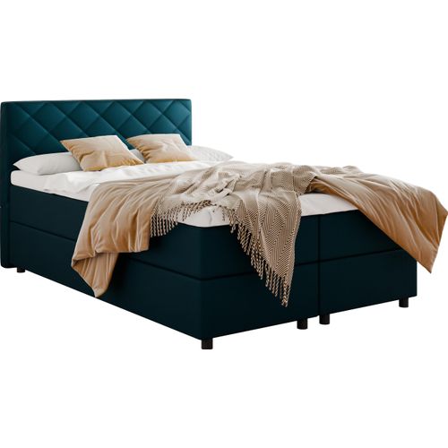 BOXSPRINGBETT Diamaro 140x200 cm mit Bettkasten und Topper - Dunkeltürkis