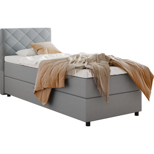 BOXSPRINGBETT Diamaro 90x200 cm mit Bettkasten und Topper - Hellgrau