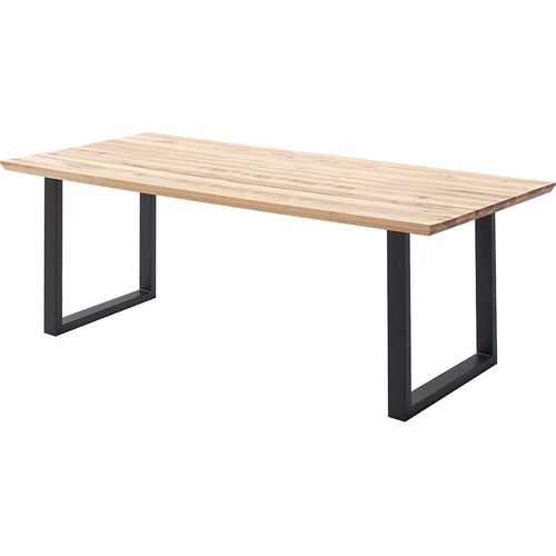 Esstisch 200x100 cm mit Schweizer Kante, U-Gestell, Eiche massiv geölt, PARACATU-06