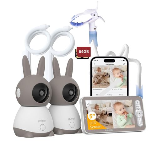 2K-Babyphone mit 2 Kameras PTZ 355°, 5