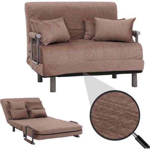Schlafsessel HWC-K29, Klappsessel Schlafsofa Gästebett, Liegefläche 190x100cm, Stoff Chenille (370g/m²) braun