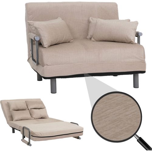 Schlafsessel HWC-K29, Klappsessel Schlafsofa Gästebett, Liegefläche 190x100cm, Stoff Chenille (370g/m²) creme