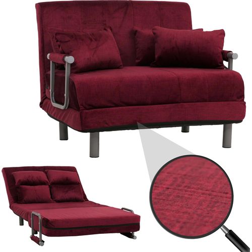 Schlafsessel HWC-K29, Klappsessel Schlafsofa Gästebett, Liegefläche 190x100cm, Stoff Chenille (370g/m²) bordeaux