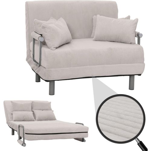 Schlafsessel HWC-K29, Klappsessel Schlafsofa Gästebett, Liegefläche 190x100cm, Stoff Cord (330g/m²) hellgrau