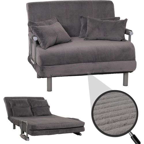 Schlafsessel HWC-K29, Klappsessel Schlafsofa Gästebett, Liegefläche 190x100cm, Stoff Cord (330g/m²) dunkelgrau