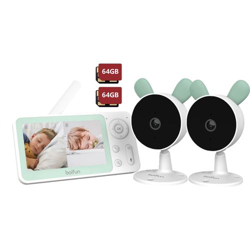 Babyphone mit 2 Kameras, Bewegungs-/Geräuscherkennung, 1080P baby monitor mit 4,3
