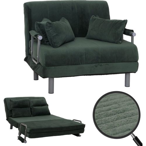 Schlafsessel HWC-K29, Klappsessel Schlafsofa Gästebett, Liegefläche 190x100cm, Stoff Cord (330g/m²) grün
