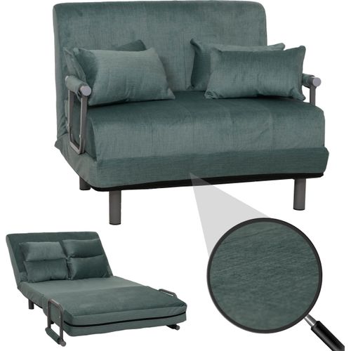 Schlafsessel HWC-K29, Klappsessel Schlafsofa Gästebett, Liegefläche 190x100cm, Stoff Chenille (370g/m²) blau-grün