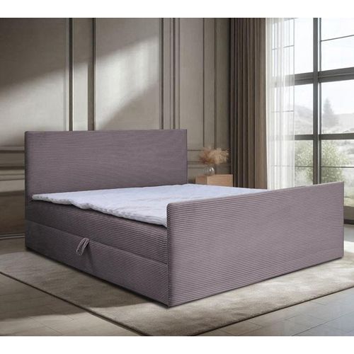 Bett Doppelbett Boxspringbett BERG POSO mit Fußsteil 160x200 cm + VISCO Topper und Bonell-Matratze + 2 Bettkästen, H3 (Rosa: POSO 27)