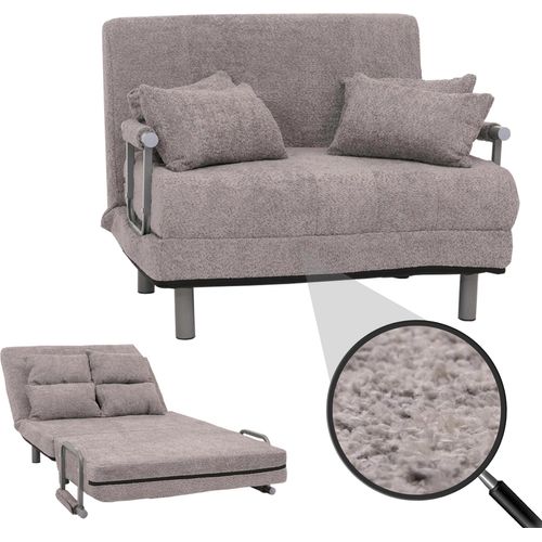 Schlafsessel HWC-K29, Klappsessel Schlafsofa Gästebett, Liegefläche 190x100cm, Stoff Bouclé (500g/m²) dunkelgrau