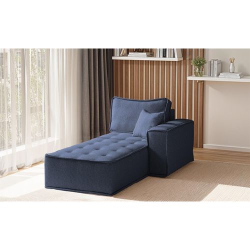 Ottomane Modul SANDE Stoff Raven Blau Seite Rechts