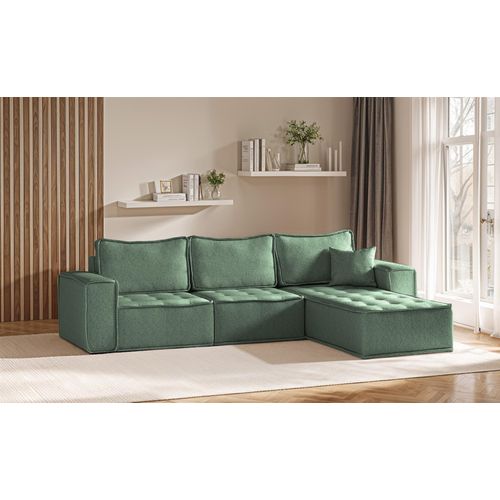 Ecksofa Modulsofa 3-teilig SANDE Stoff Raven Flaschengrün Ottomane Rechts