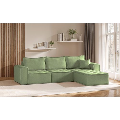 Ecksofa Modulsofa 3-teilig SANDE Stoff Alpine Hellgrün Ottomane Rechts