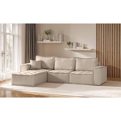 Ecksofa Modulsofa 3-teilig SANDE Stoff Alpine Toffee Ottomane Links