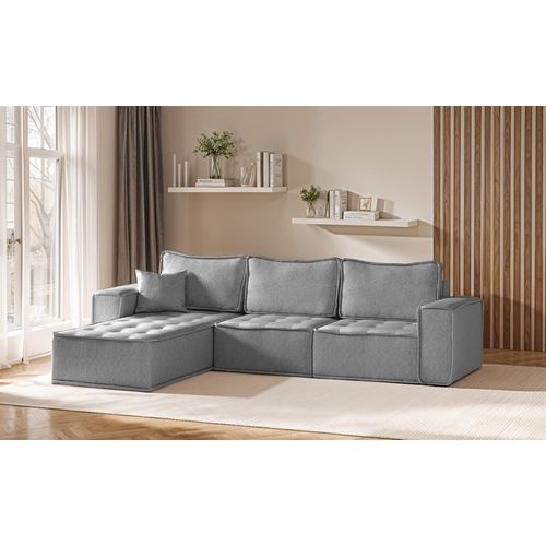 Ecksofa Modulsofa 3-teilig SANDE Stoff Raven Grau Ottomane Links