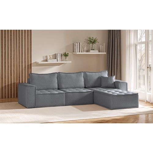 Ecksofa Modulsofa 3-teilig SANDE Stoff Alpine Anthrazit Ottomane Rechts