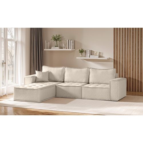 Ecksofa Modulsofa 3-teilig SANDE Stoff Alpine Beige Ottomane Links