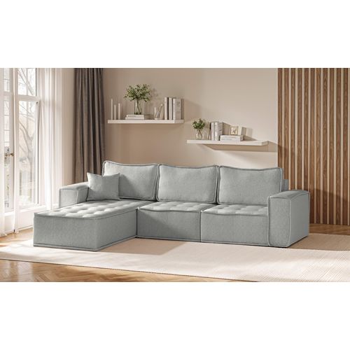 Ecksofa Modulsofa 3-teilig SANDE Stoff Alpine Hellgrau Ottomane Links