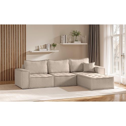 Ecksofa Modulsofa 3-teilig SANDE Stoff Alpine Toffee Ottomane Rechts