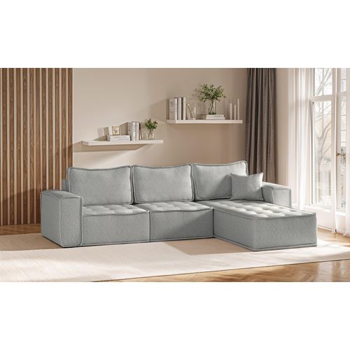 Ecksofa Modulsofa 3-teilig SANDE Stoff Alpine Hellgrau Ottomane Rechts