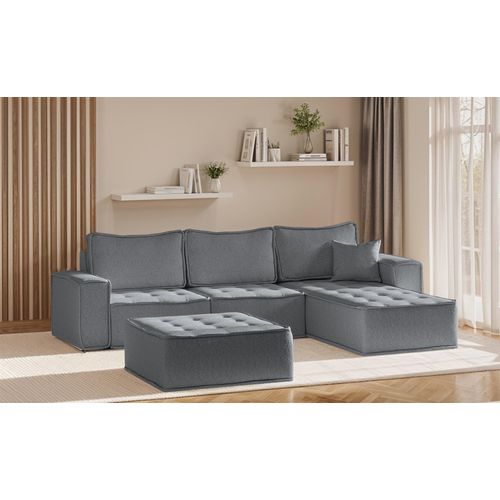 Ecksofa Modulsofa 4-teilig SANDE Stoff Alpine Anthrazit Ottomane Rechts